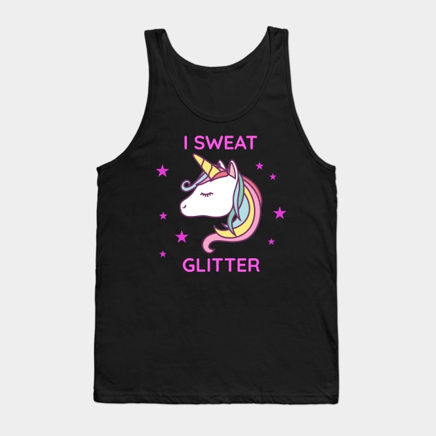 I Sweat Glitter Unicorn Tank Top by fromherotozero
